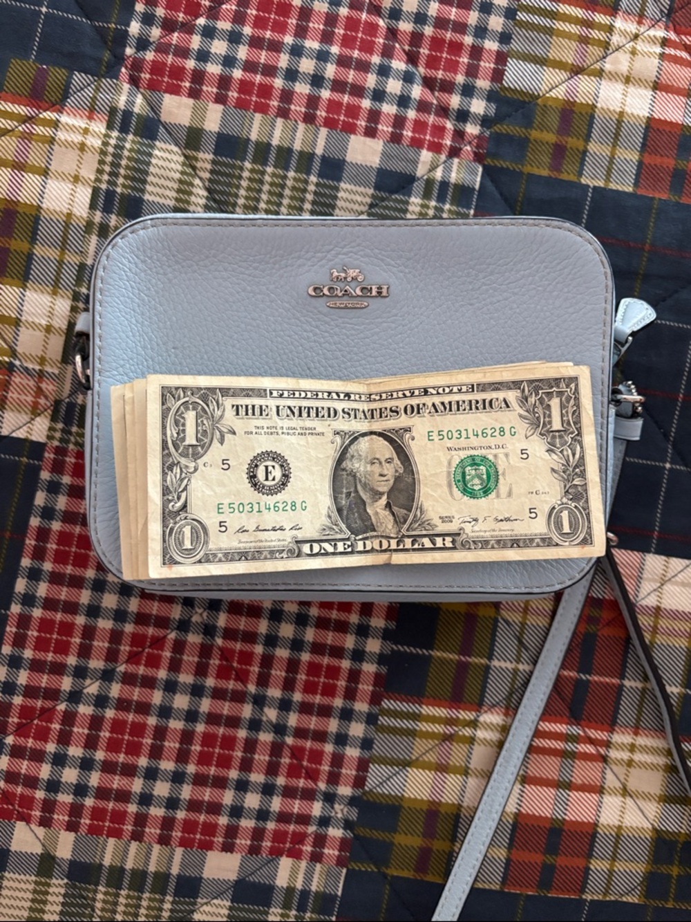 Coach Light Blue Pebbled Leather Crossbody Bag - Picture 8 of 8